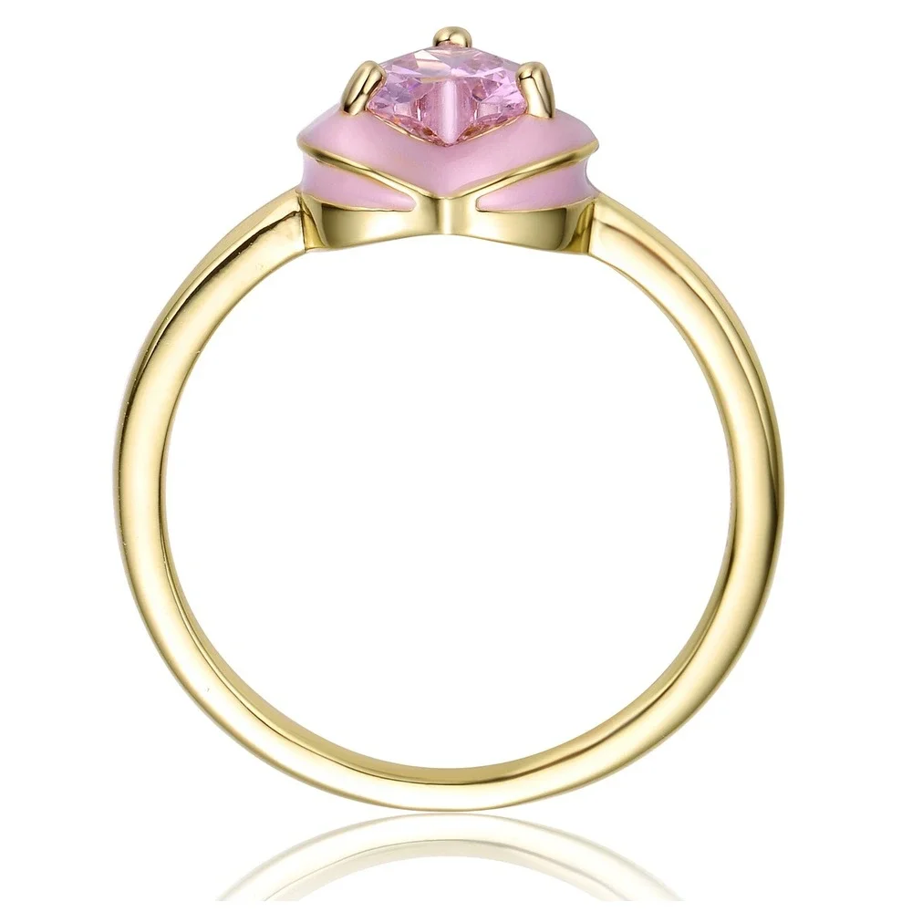 Rachel Glauber Heart Stacking Ring Women 14k Gold Plated Pink CZ Enamel Gold 4